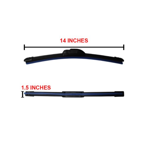 14-Inch Wiper Blade | Banana-Type | Rubber | Black | Pair Set - Image 2