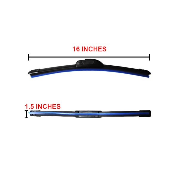 16-Inch Wiper Blade | Banana-Type | Rubber | Black | Pair Set - Image 2