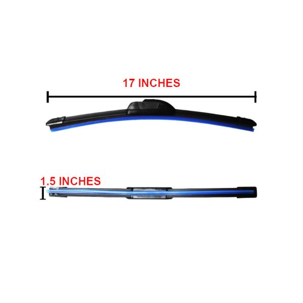 17-Inch Wiper Blade | Banana-Type | Rubber | Black | Pair Set - Image 2