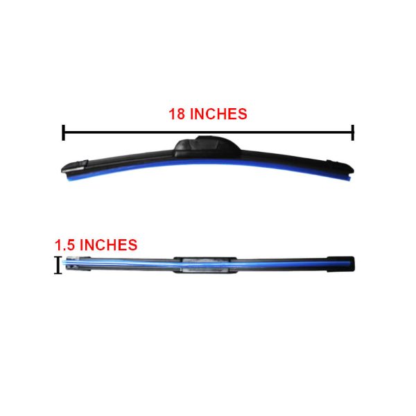 18-Inch Wiper Blade | Banana-Type | Rubber | Black | Pair Set - Image 2