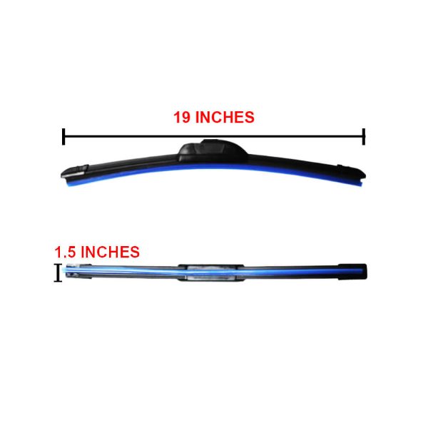 19-Inch Wiper Blade | Banana-Type | Rubber | Black | Pair Set - Image 2