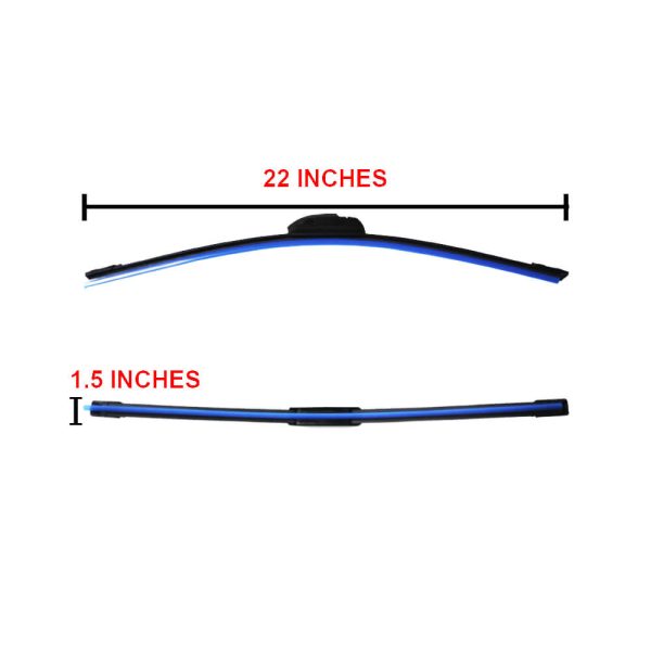 22-Inch Wiper Blade | Banana-Type | Rubber | Black | Pair Set - Image 2
