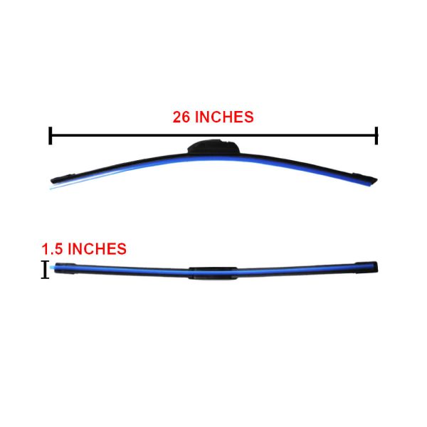 26-Inch Wiper Blade | Banana-Type | Rubber | Black | Pair Set - Image 2
