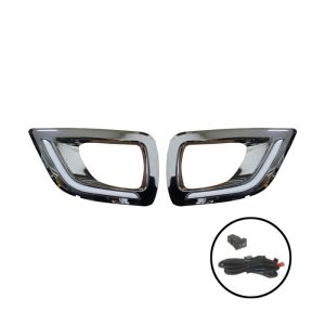 YCD-W013 2014 Nissan NP300 NAVARA LED DRL Front Driving Fog Lamp Bezel Plastic ~ON+WHITE+38*24*16+ABS+0.8kg