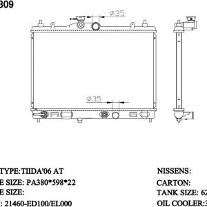 Radiator for (2006–2011) (RAD-NS-AT22-308) – KGCAR.PH Philippines