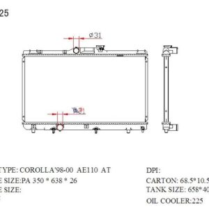 Radiator for Toyota Corolla (1998–2000) (RAD-TY-AT26-287) – KGCAR.PH Philippines